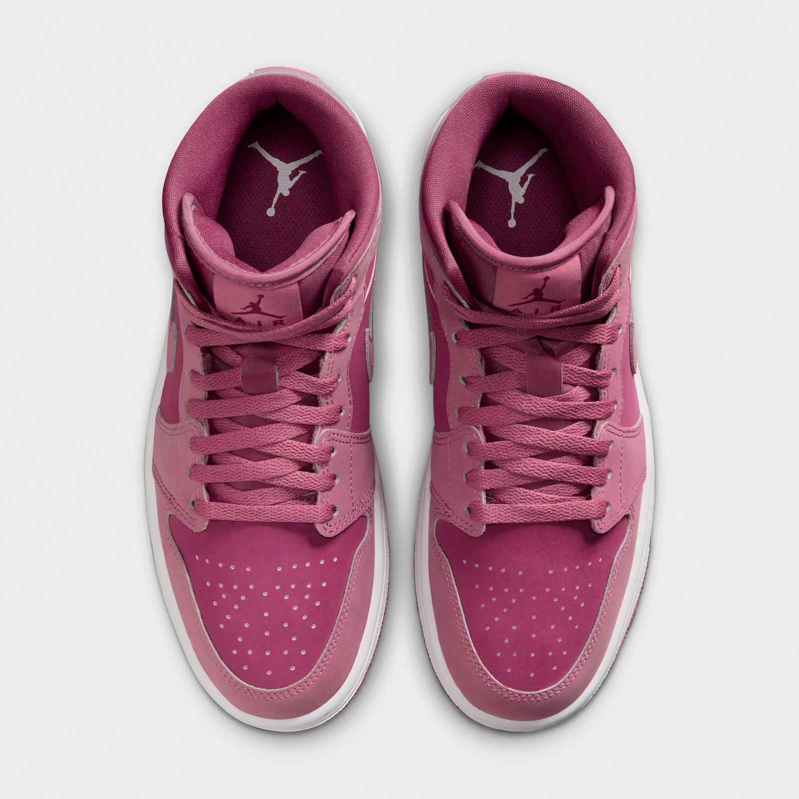 Women's Air Jordan Retro 1 Mid Casual Shoes - Desert Berry/White/Sweet Beet - view 5