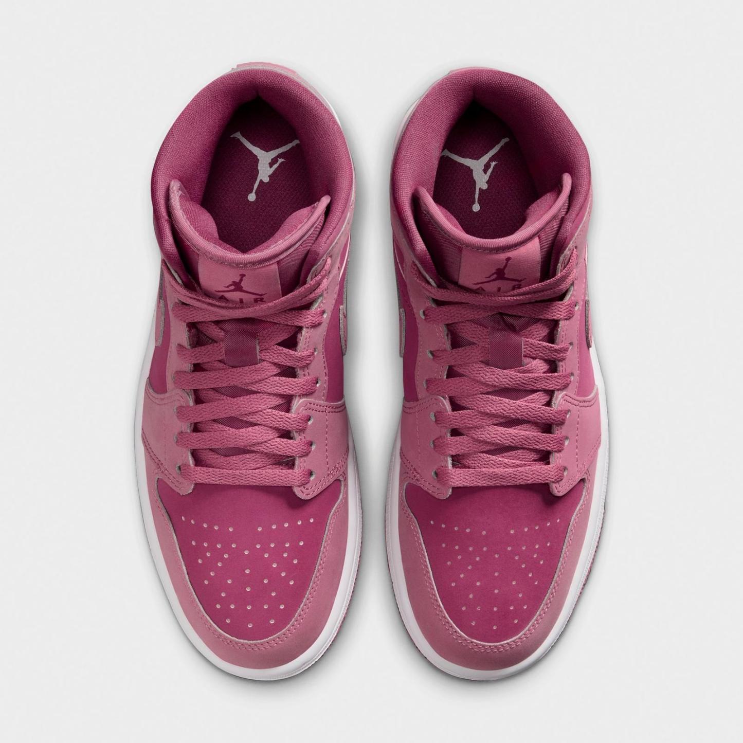 Women's Air Jordan Retro 1 Mid Casual Shoes - Desert Berry/White/Sweet Beet - view 5