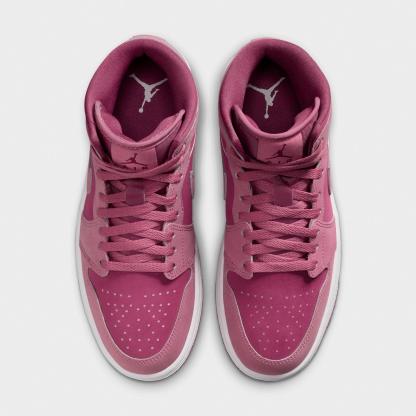 Women's Air Jordan Retro 1 Mid Casual Shoes - Desert Berry/White/Sweet Beet - view 5