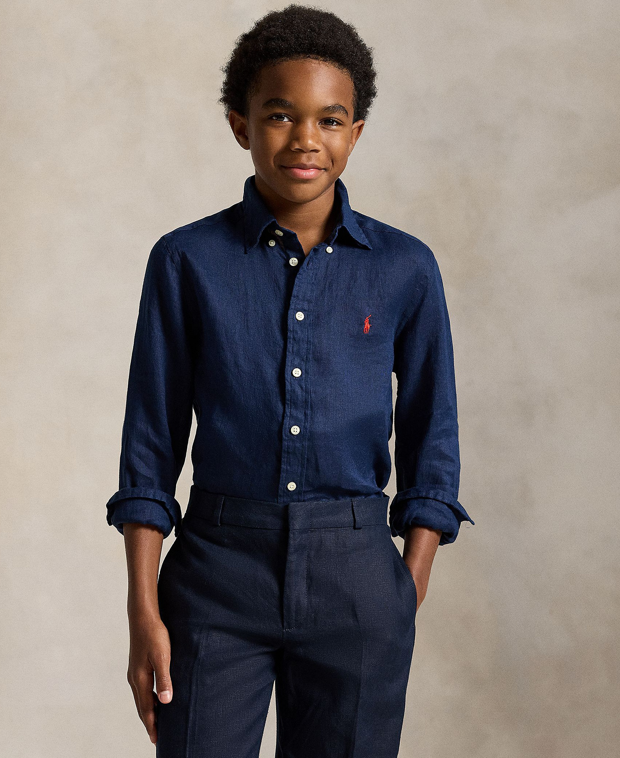 Polo Ralph Lauren Boys' 8-20 Linen Shirt - Newport Navy