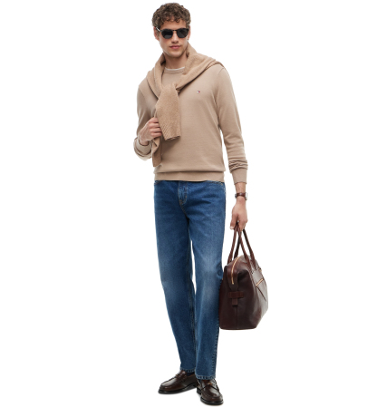 Tommy Hilfiger Men's Essential Cotton Crewneck Sweater - Safari Canvas