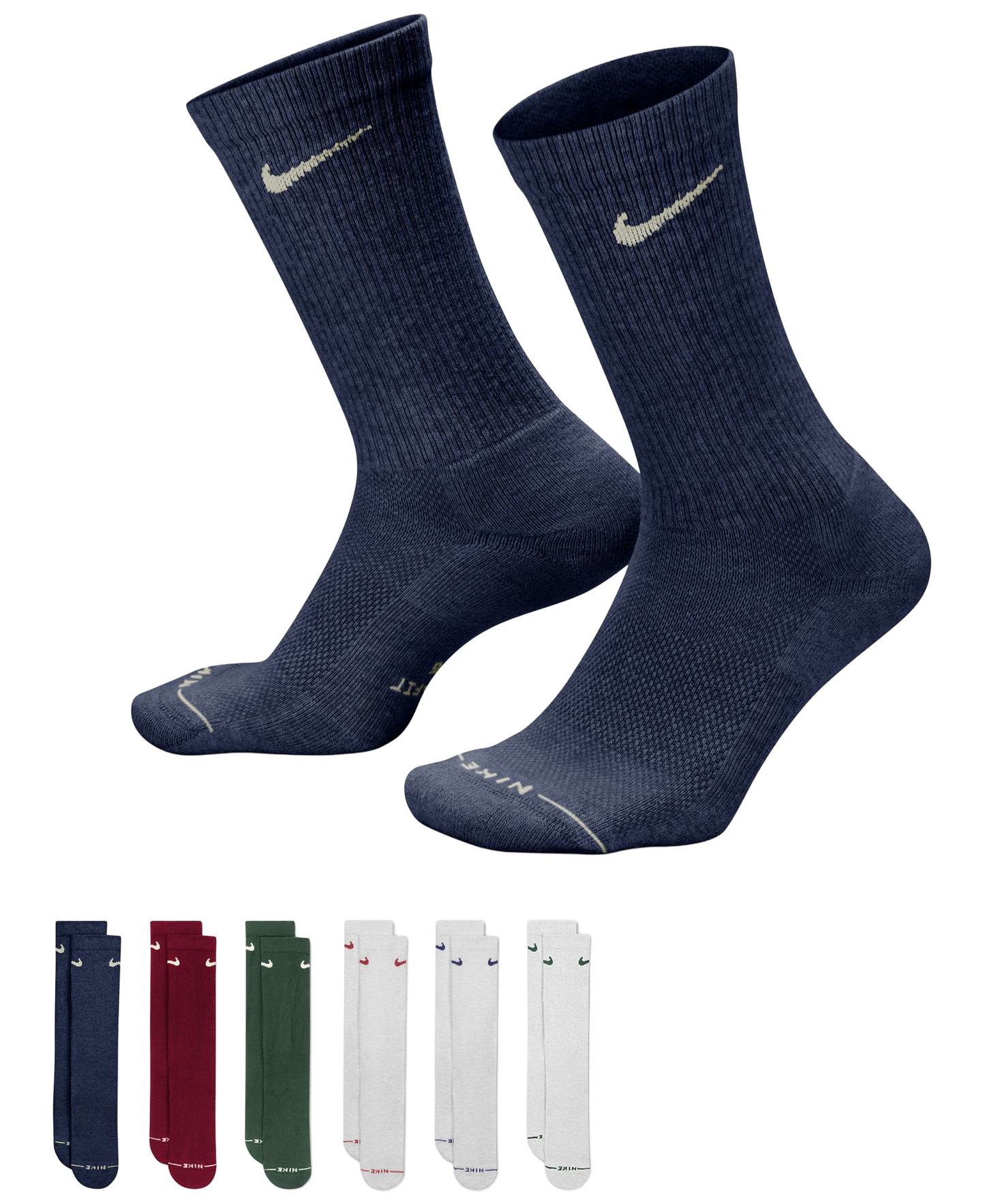 Nike Unisex Elevated Everyday Crew Socks, 6-Pack - Multi-Color