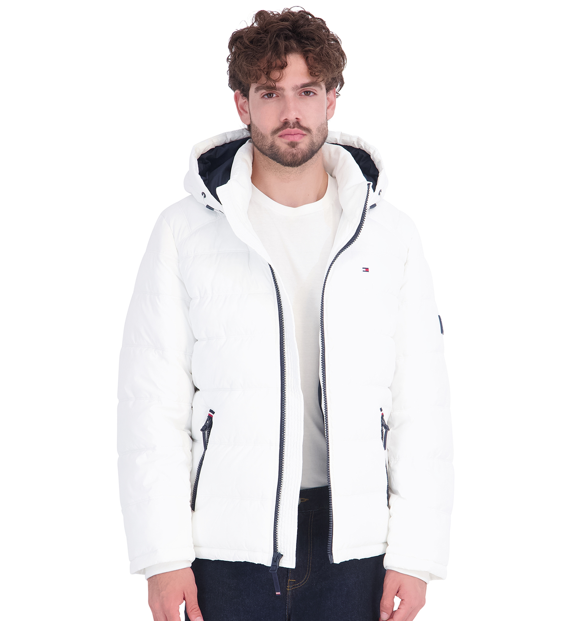 Tommy Hilfiger Men's Hooded Puffer Jacket - White