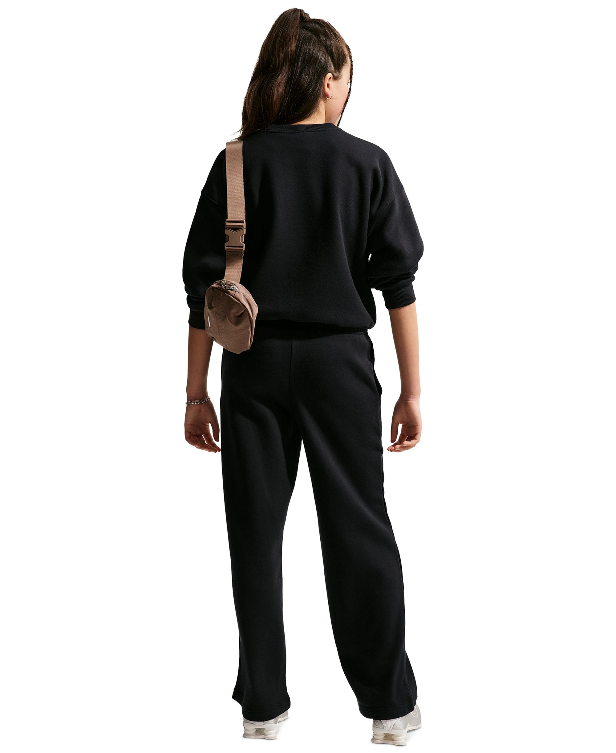 Nike Girls' 7-16 Sportswear Studio Fleece Wide Leg Pants - Black