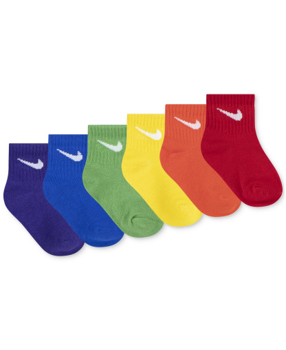Nike Baby and Toddler Boys' and Baby Girls' Swoosh Ankle Socks, 6-Pack - Red/Blue/Multi