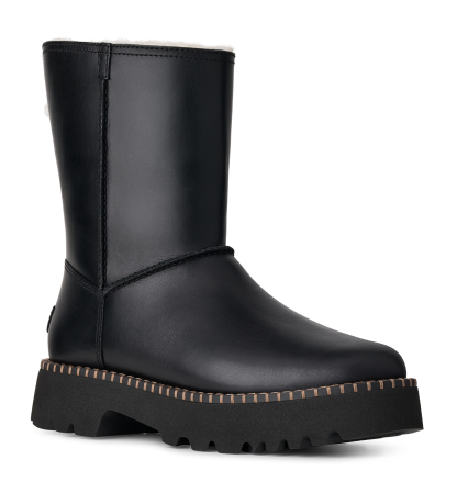 UGG® Women's Uptowner Round Toe Short Booties - Black Leather