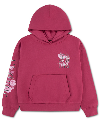 Jordan Girls' 7-16 Floral Stack Pullover Hoodie - Sweet Beet