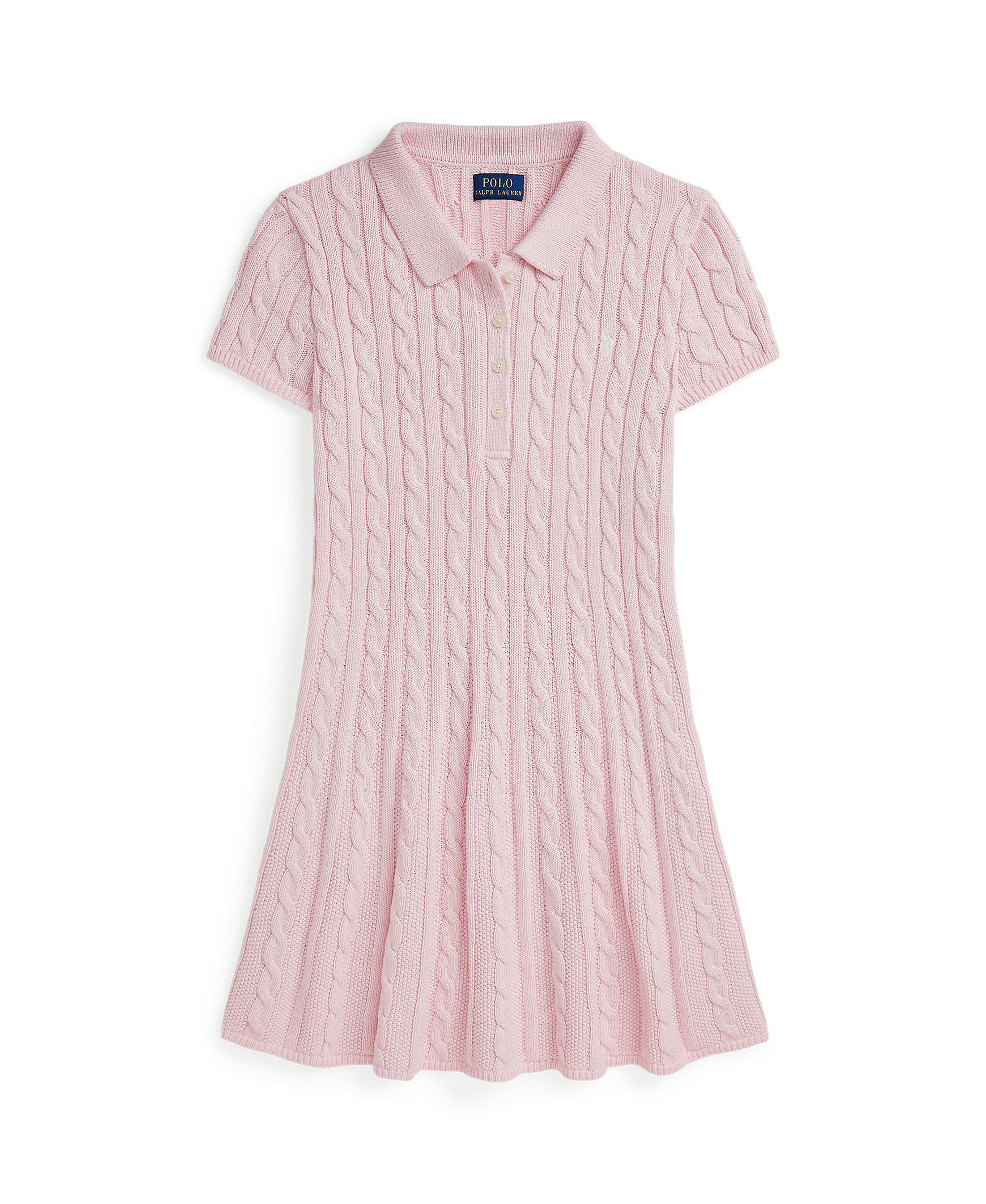 Polo Ralph Lauren Girls' 7-16 Cable-Knit Polo Sweater Dress - Hint of Pink