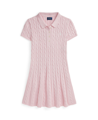 Polo Ralph Lauren Girls' 7-16 Cable-Knit Polo Sweater Dress - Hint of Pink