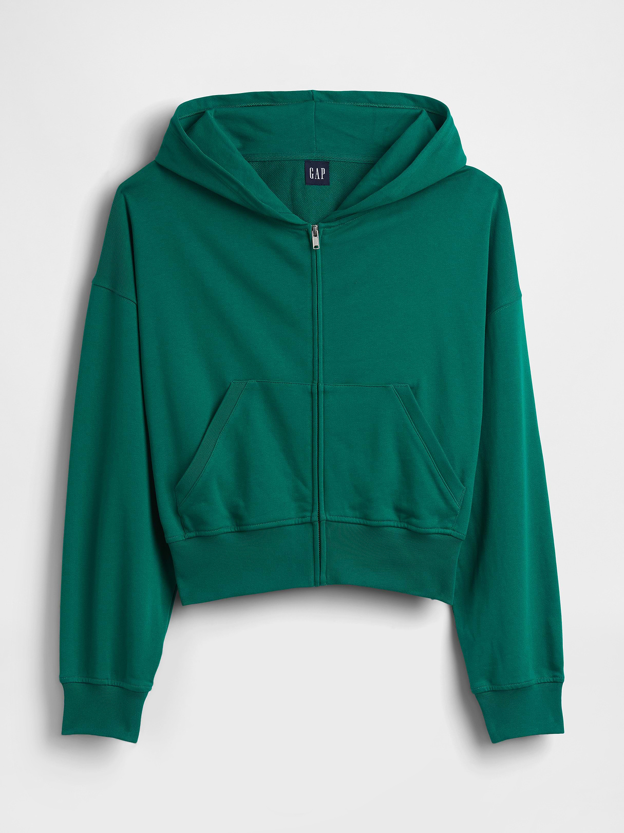 VintageSoft Terry Oversized Wedge Zip Hoodie - Baize green