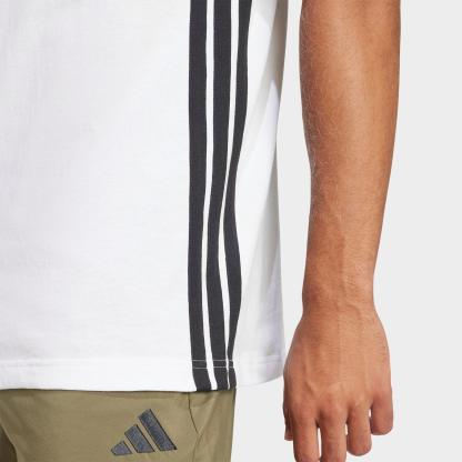 Men's adidas Essentials 3-Stripes Single-Jersey T-Shirt - White/Black