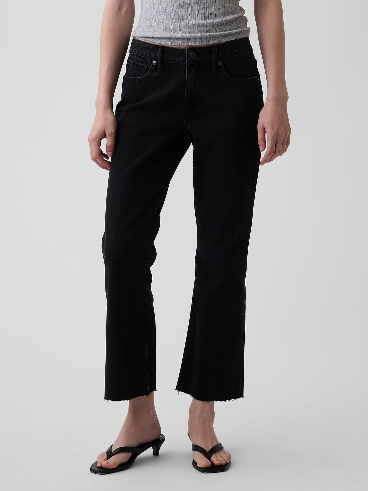 Low Rise Long & Lean Crop Jeans - Black wash