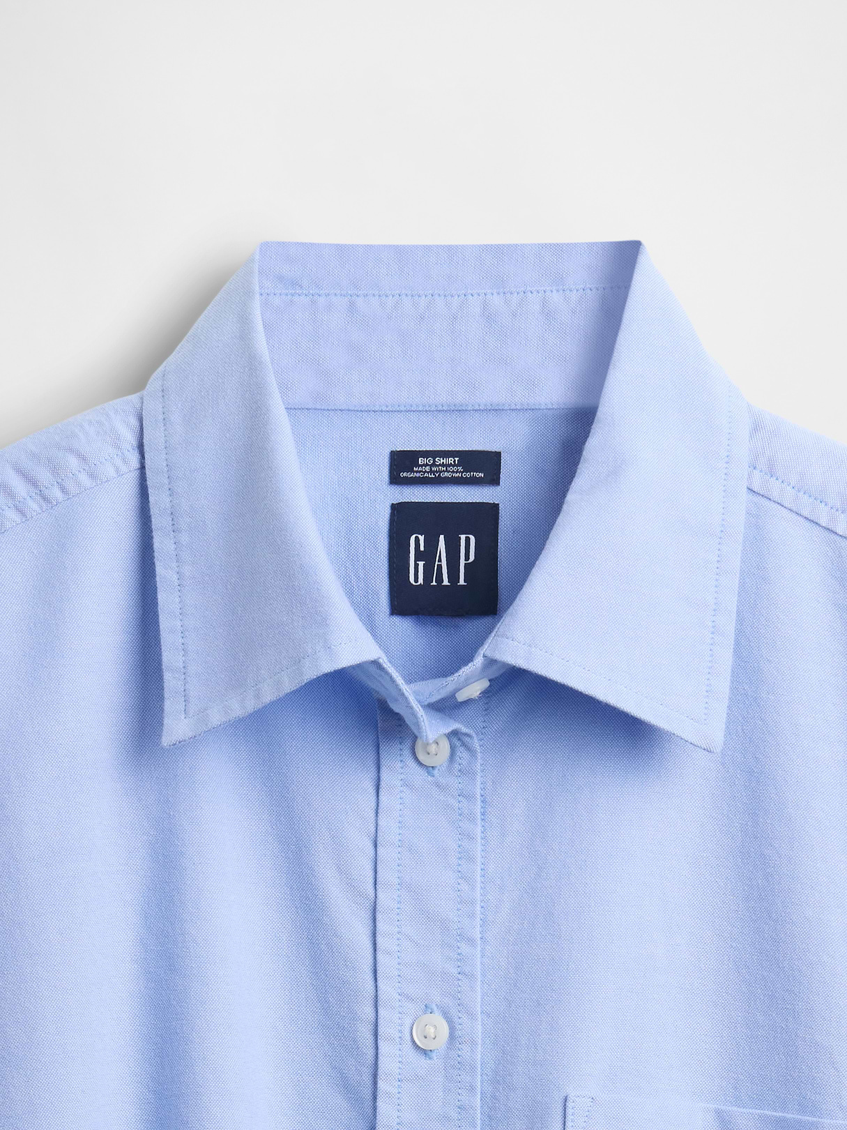Organic Cotton Poplin Big Shirt - Shirting blue