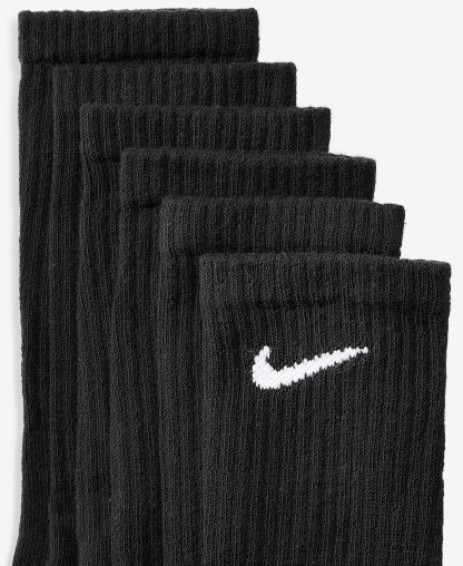 Nike Unisex Everyday Cushioned Cotton Crew Socks, 6-Pack - Black