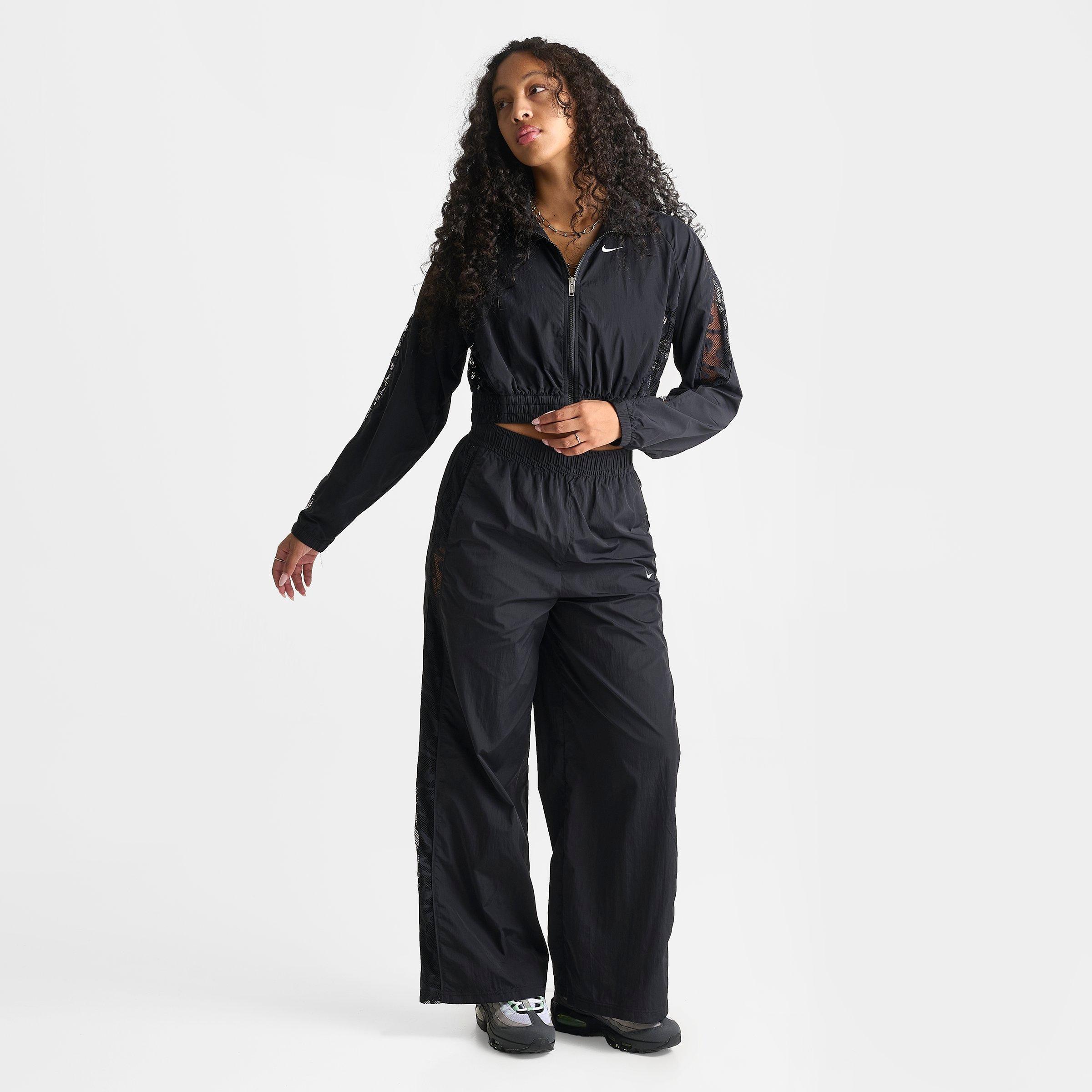 Women's Nithtke Sportswear Lace Cropped Full-Zip Track Jacket - Black/Black/White