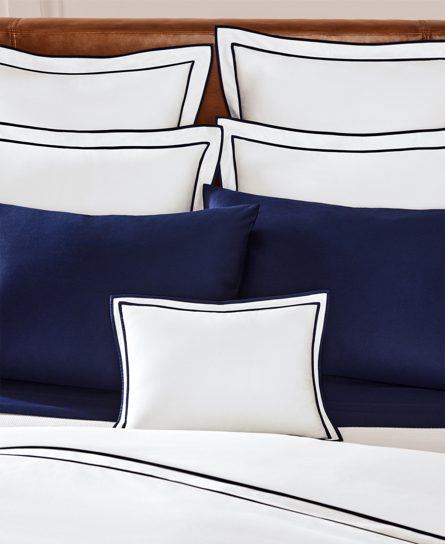 Lauren Ralph Lauren Spencer Sateen Border Duvet Cover, Full/Queen - White & Navy