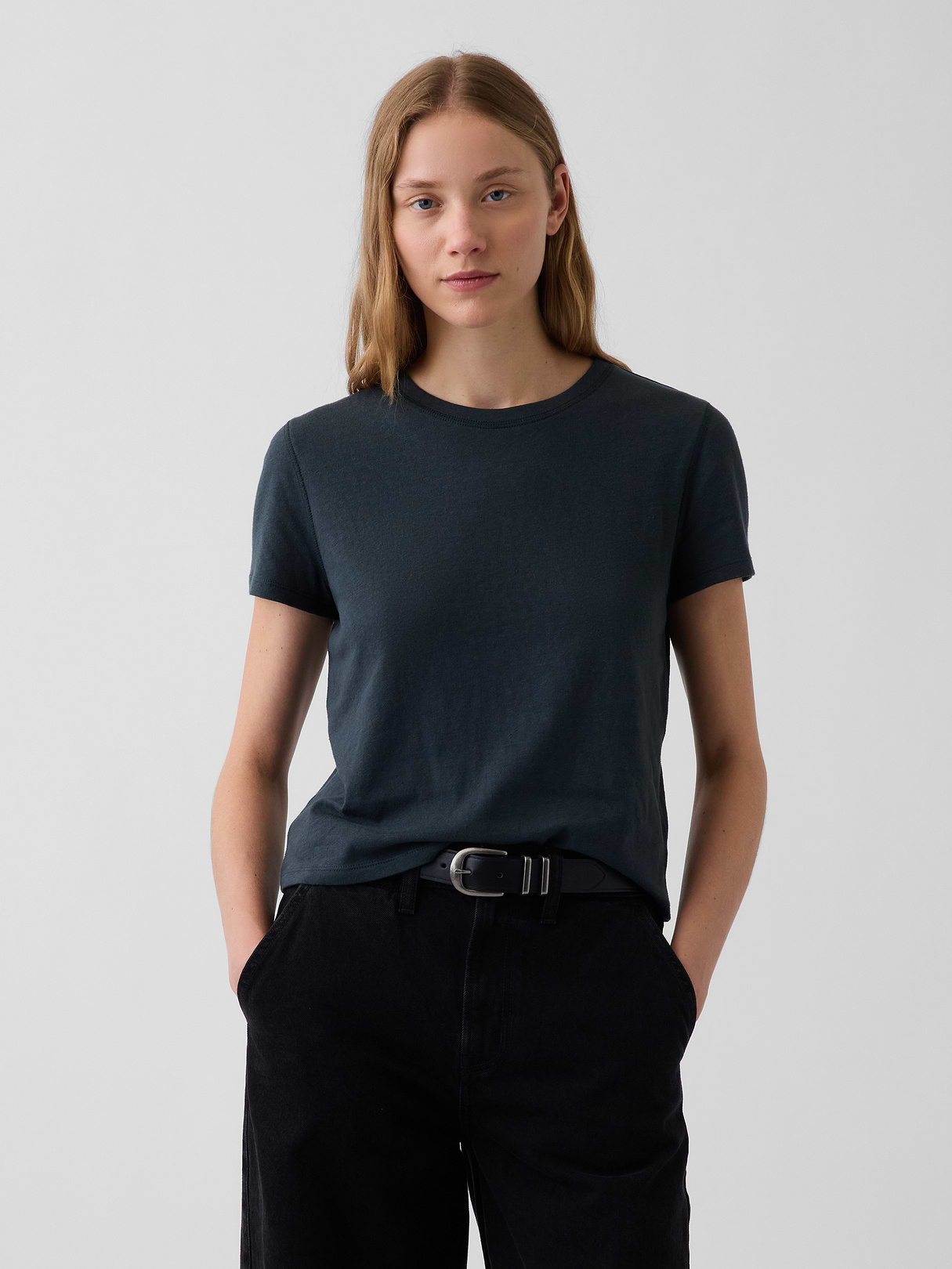 100% Cotton Authentic Shrunken T-Shirt - Forest river green