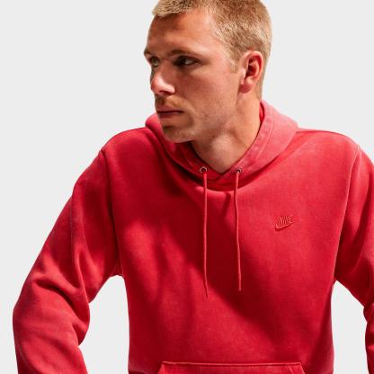 Men's Nithtke Sportswear Club Washed Fleece Hoodie - University Red/University Red