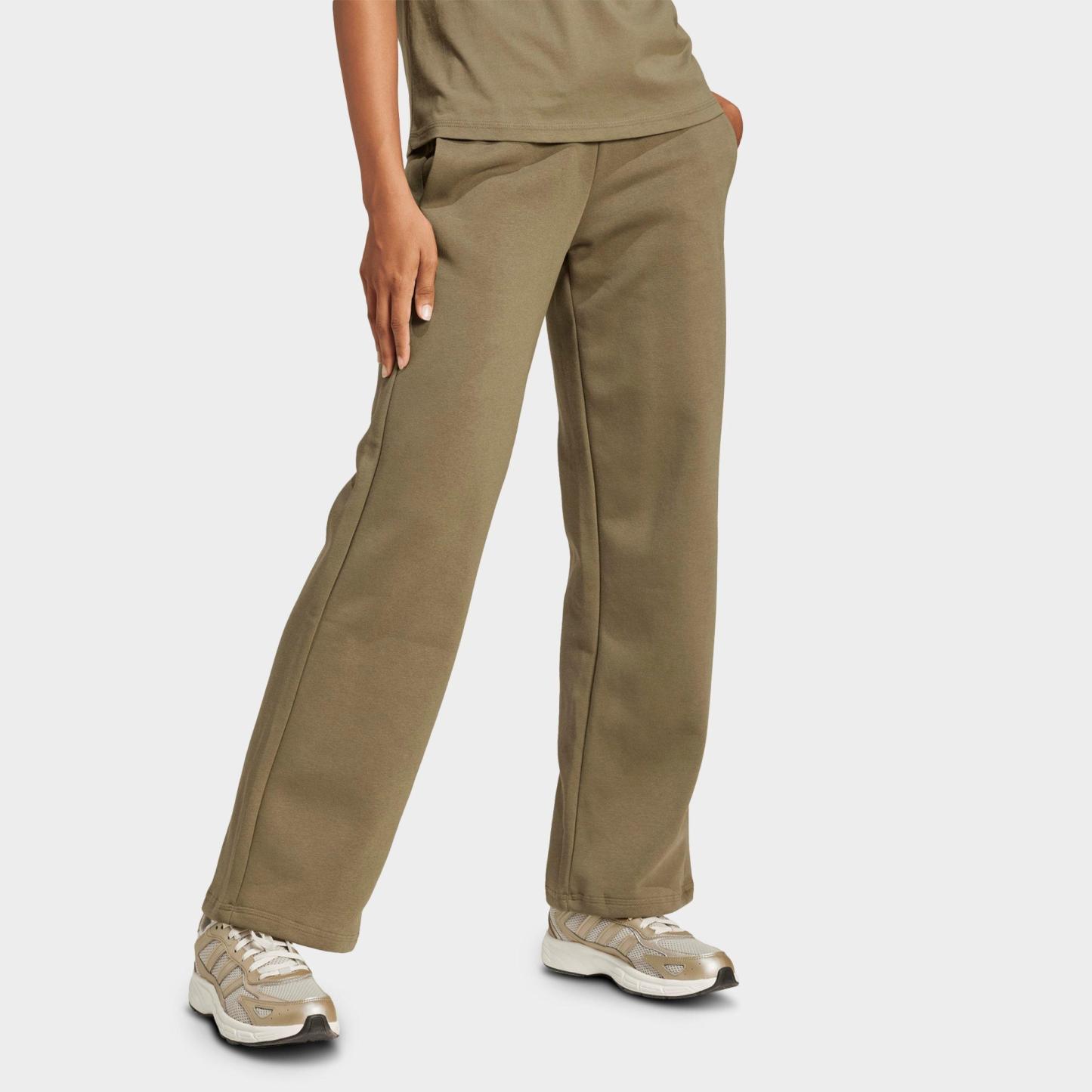 Women's adidas Sportswear Essentials Small Logo Feel Cozy Open-Hem Pants - Olive Strata/White