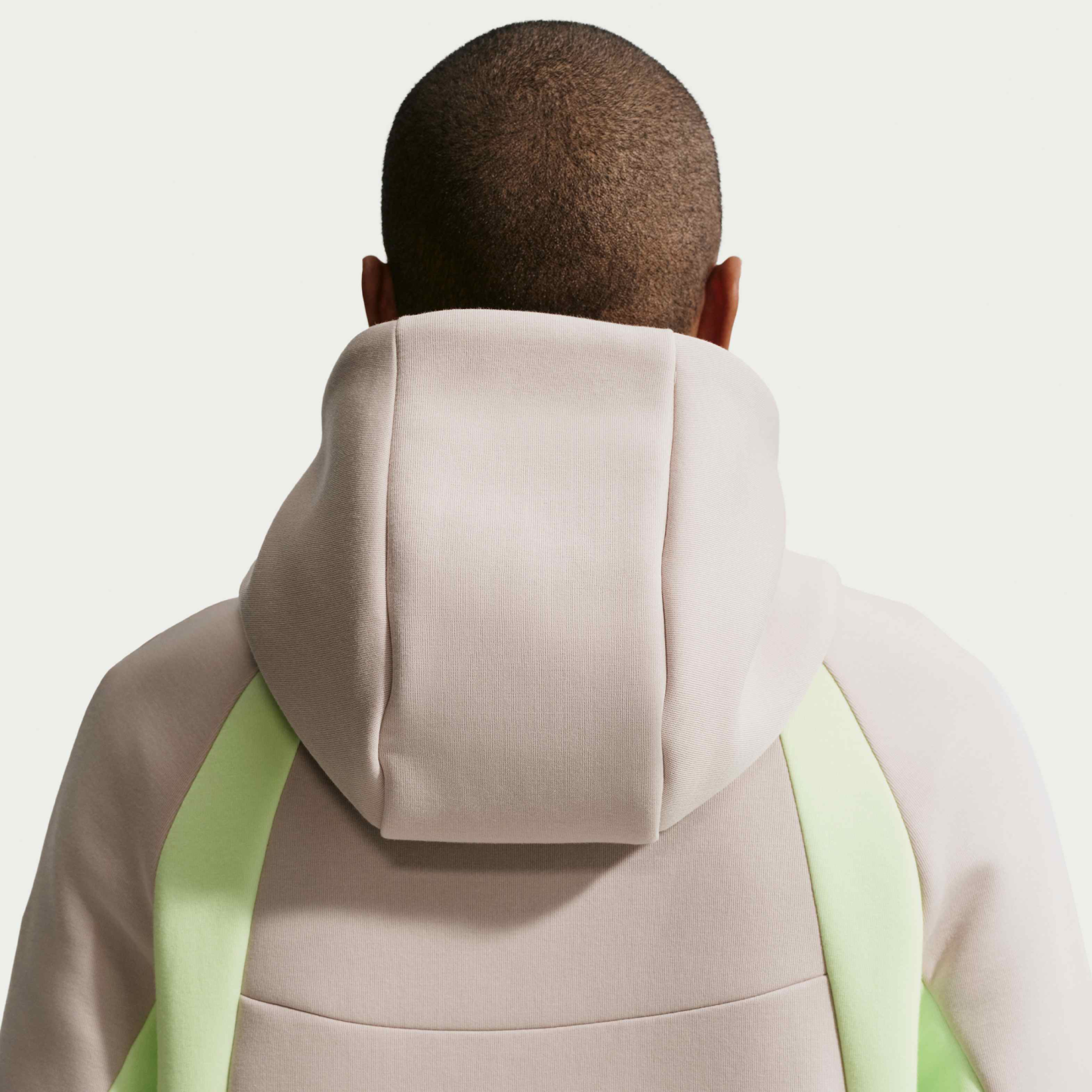 Nike Tech Men's Colour-Block Full-Zip Fleece Windrunner Jacket - Cream II/Light Liquid Lime/Black
