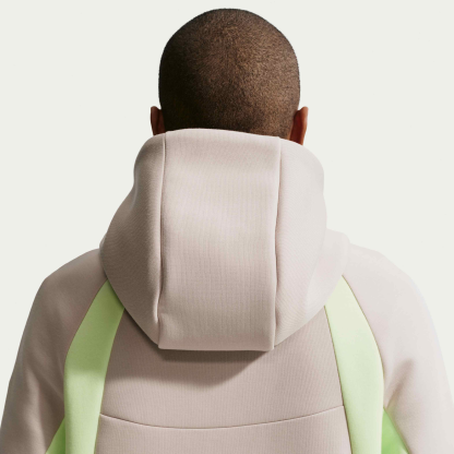 Nike Tech Men's Colour-Block Full-Zip Fleece Windrunner Jacket - Cream II/Light Liquid Lime/Black