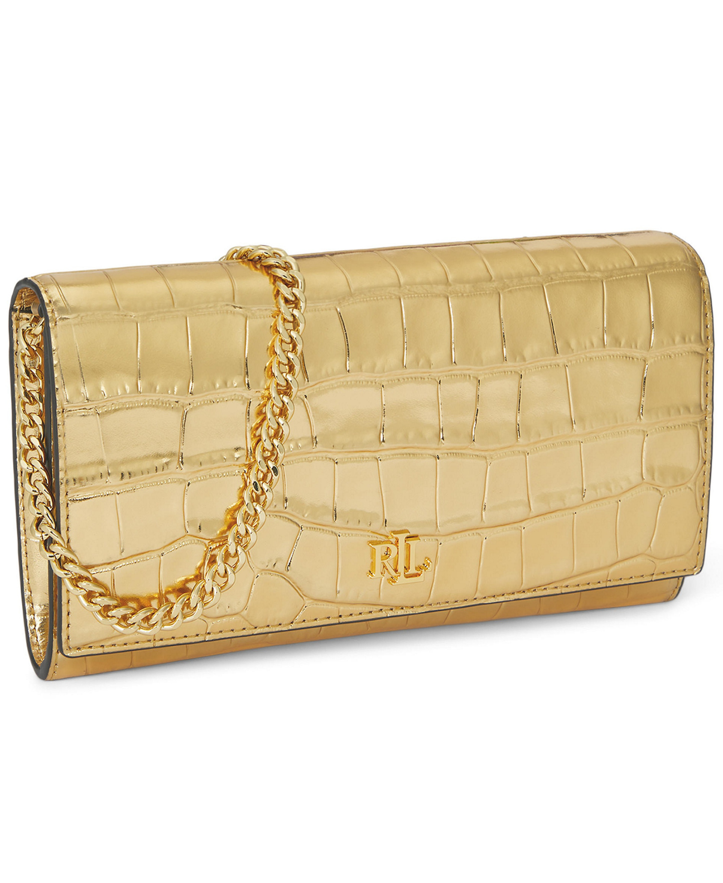 Lauren Ralph Lauren Adair II Small Croc-Embossed Crossbody Bag - Modern Gold