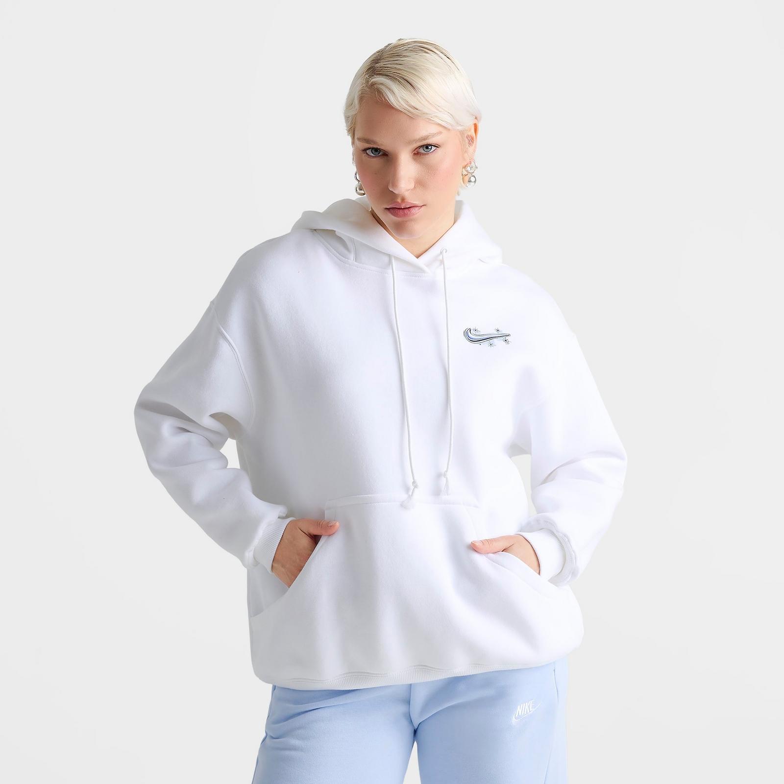 Women's Nike Sportswear Phoenix Fleece Airbrushed Oversized Pullover Hoodie - White/Lapis