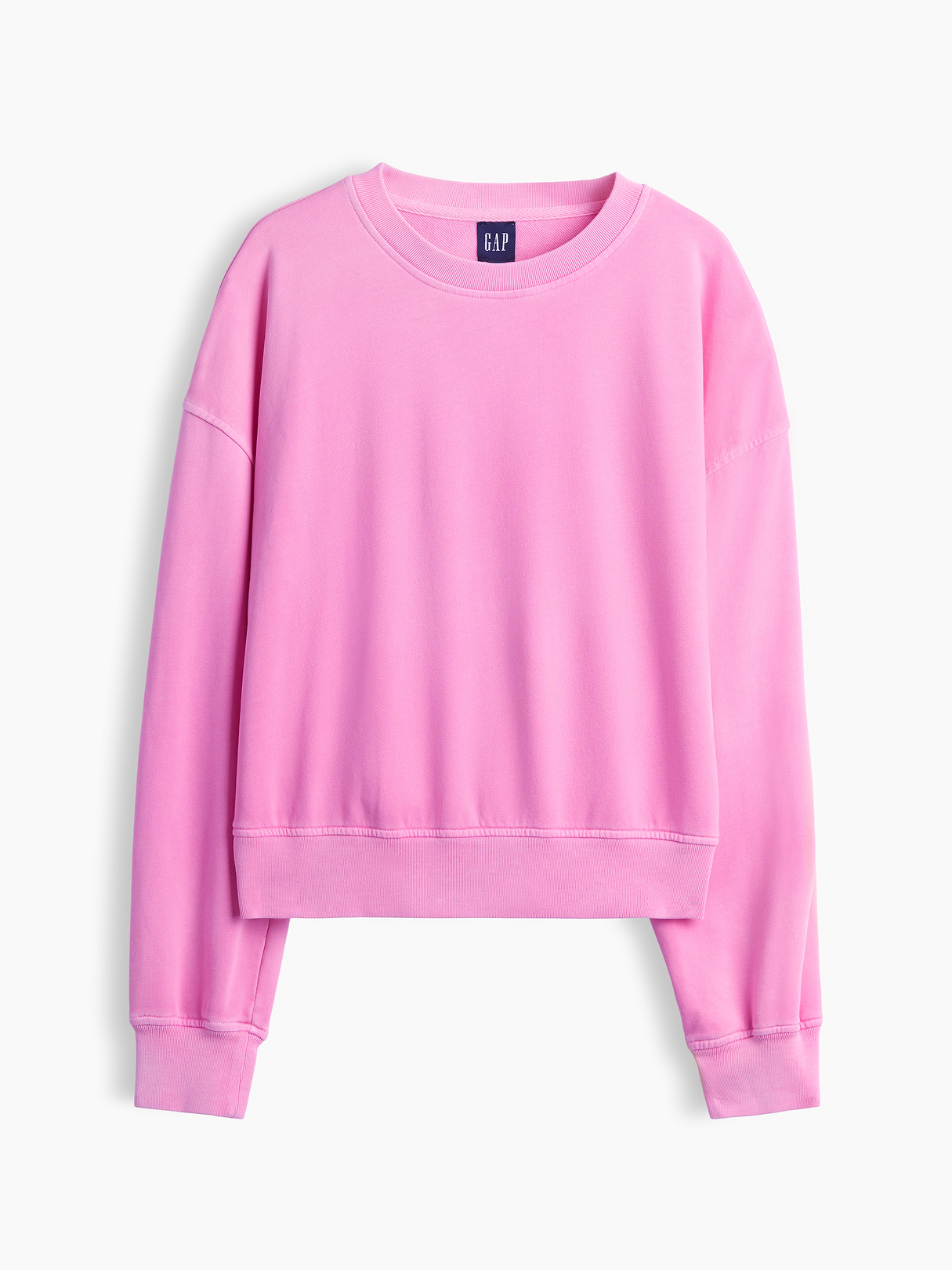VintageSoft Terry Oversized Wedge Side-Slit Sweatshirt - Pretty pink
