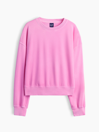 VintageSoft Terry Oversized Wedge Side-Slit Sweatshirt - Pretty pink