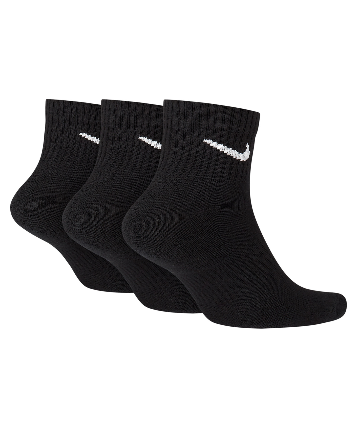 Nike Unisex Quarter Ankle Socks, 3-Pack - Black/white