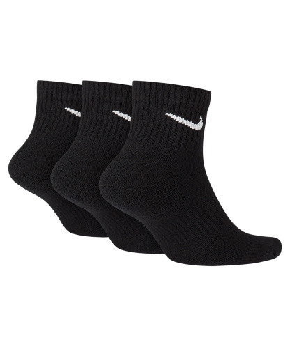 Nike Unisex Quarter Ankle Socks, 3-Pack - Black/white