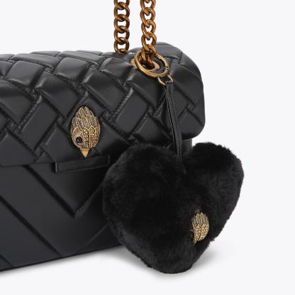 Kurt Geiger London Heart Faux Fur Charm - Black - view 2