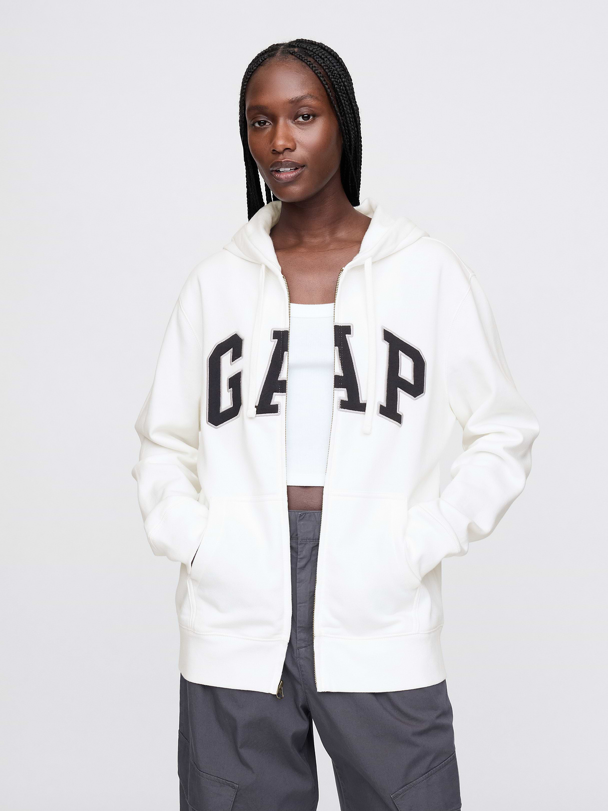 Adult VintageSoft Arch Logo Zip Hoodie - New off white