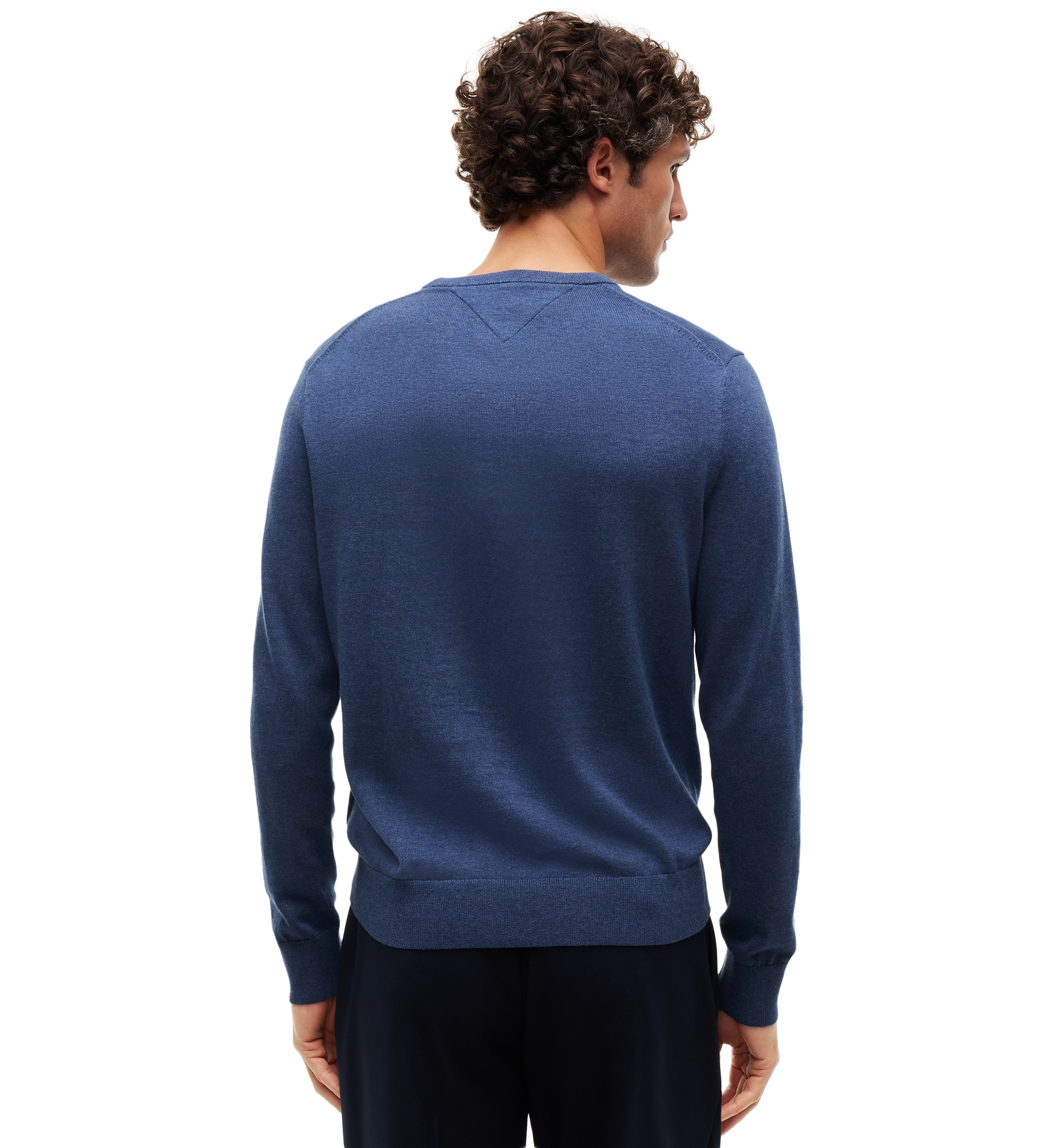 Tommy Hilfiger Men's Essential Cotton Crewneck Sweater - Aegean Sea Heather