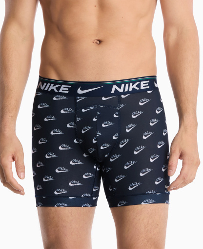 Nike Men's Dri-FIT Ultra Comfort Boxer Briefs, 3-Pack - Obsidian Pixel Nike Print/ Stadium Green/ Dark Russet