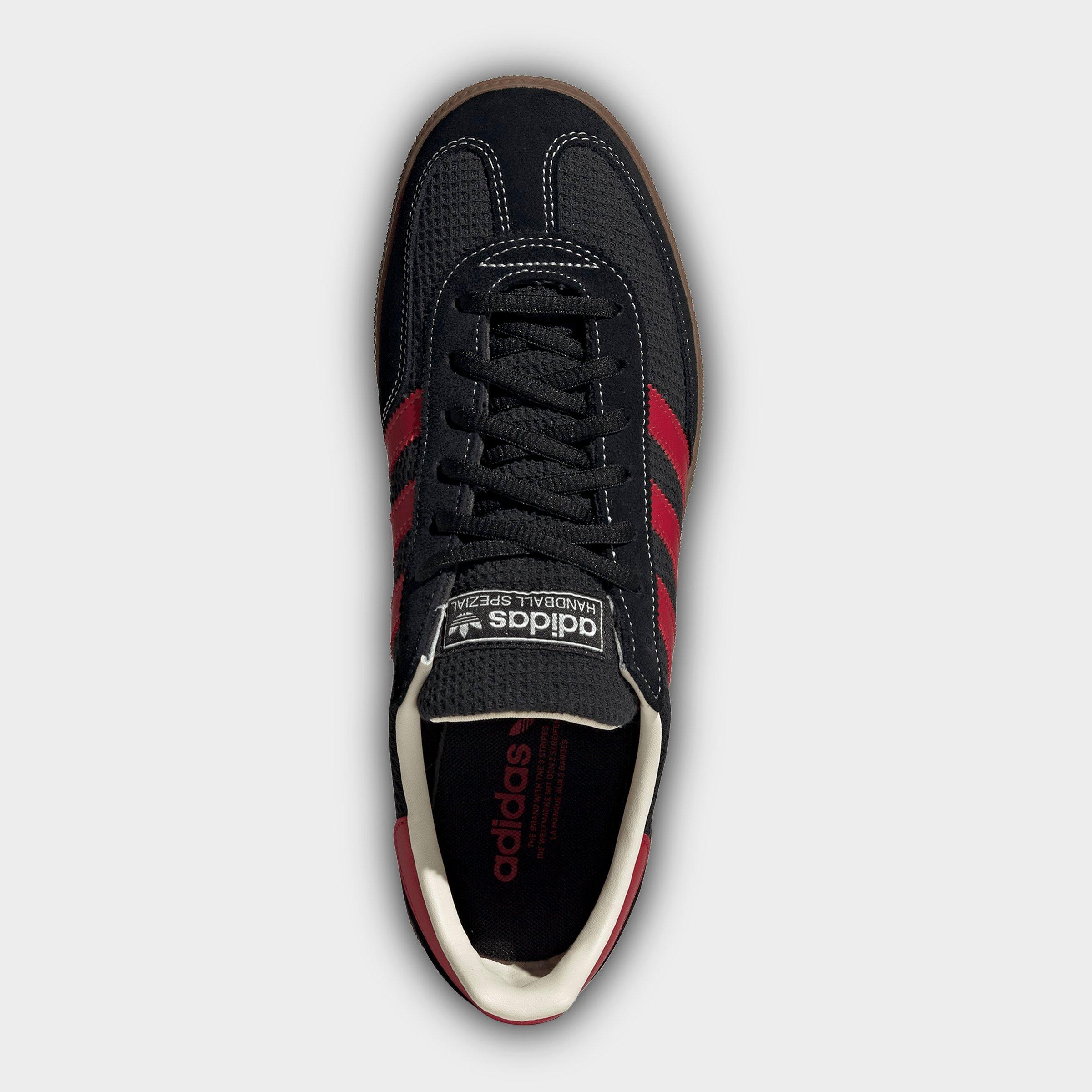 Men's adidas Originals Handball Spezial Casual Shoes - Part 2 - Core Black/Team Victory Red/Gum - Top view