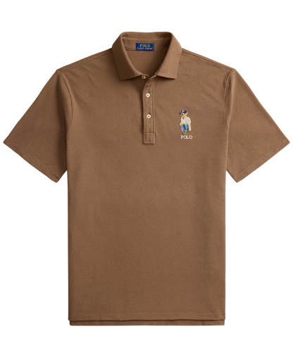 Polo Ralph Lauren Men's Classic-Fit Polo Bear Mesh Polo Shirt - Luggae Brown- Heritage Brown