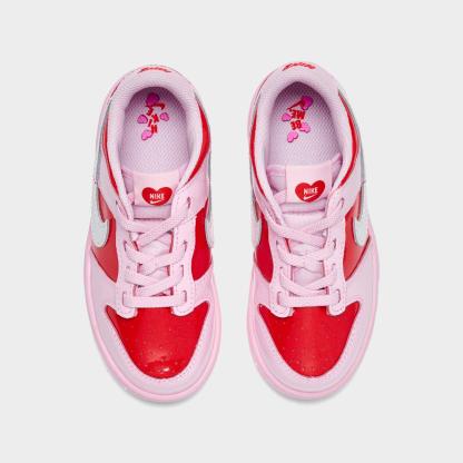Girls' Toddler Nithtke Dunk Low Stretch Lace Casual Shoes - Pink Foam/Summit White/Light Crimson - Top view