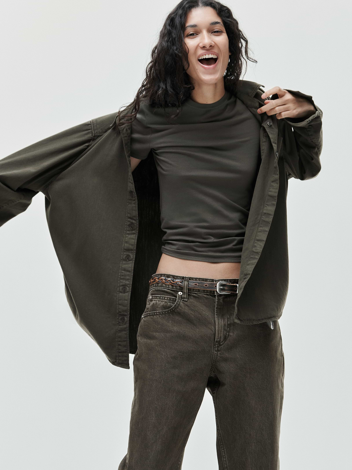 Denim Big Shirt - Bamboo green