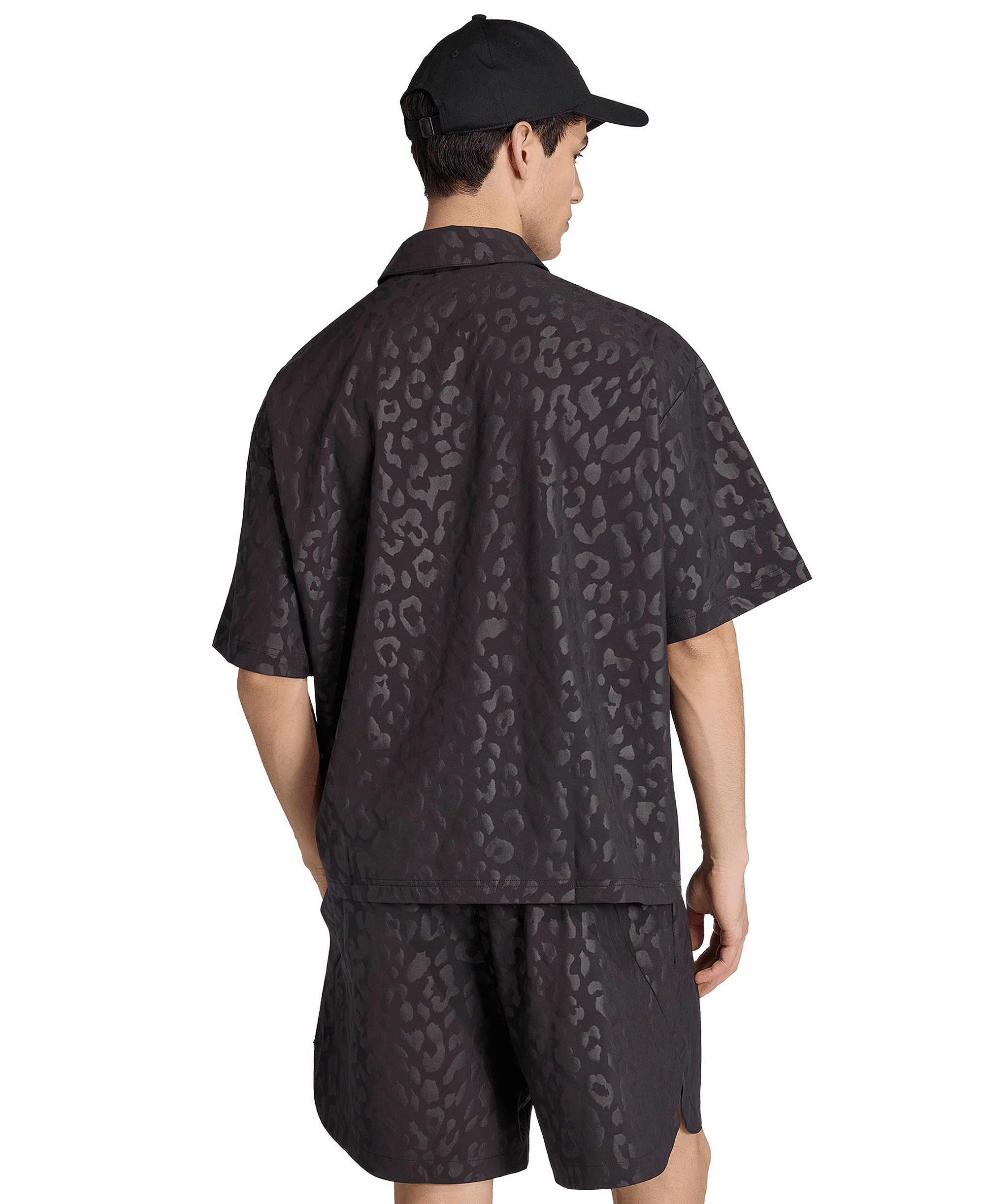 adidas Men's Tech Leopard Short-Sleeve Shirt - Black