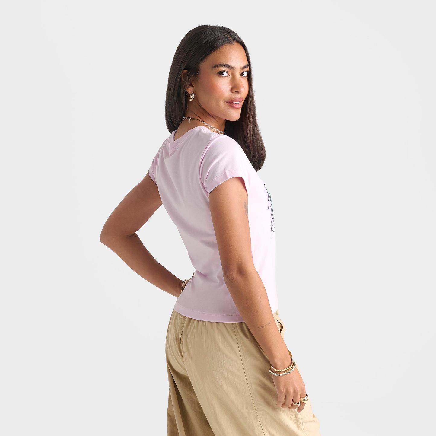 Women's Nithtke Sportswear Chill Knit Airbrushed Slim Cropped T-Shirt - Pink Foam