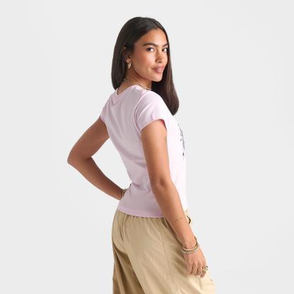 Women's Nithtke Sportswear Chill Knit Airbrushed Slim Cropped T-Shirt - Pink Foam