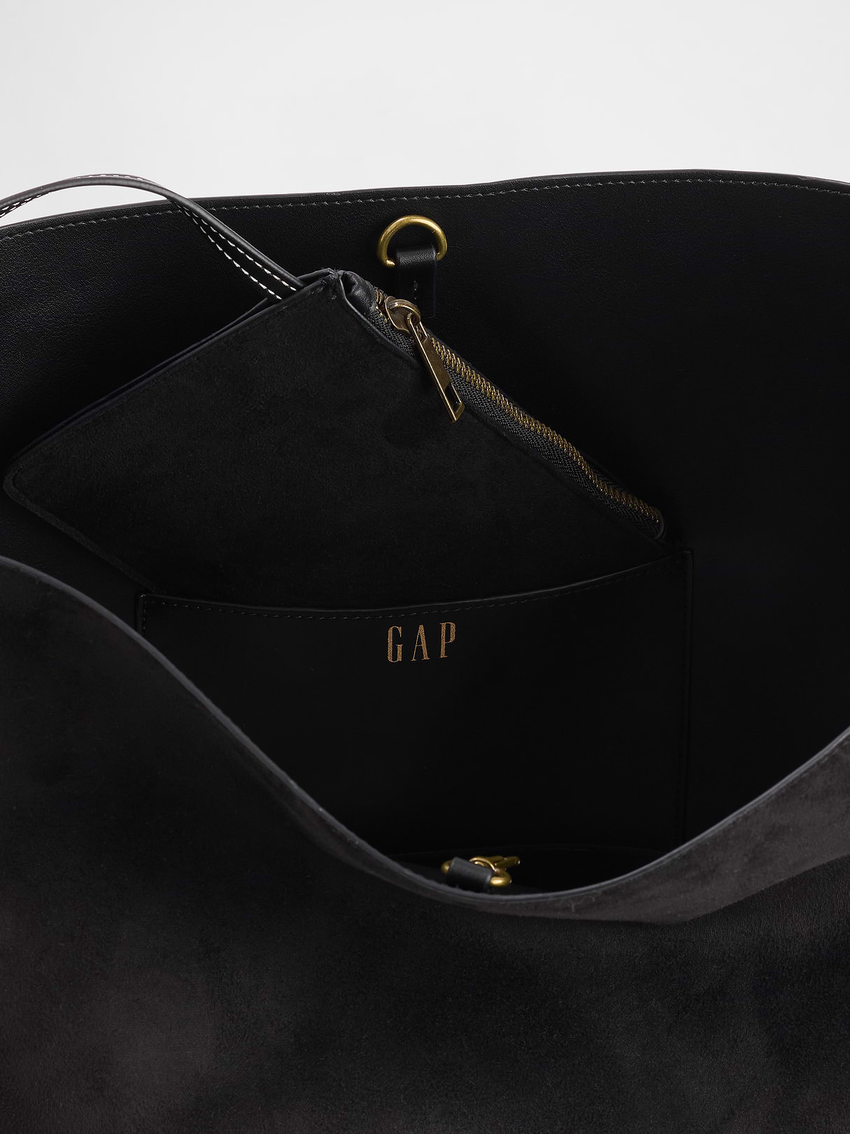 Vegan Suede Bucket Bag - True black