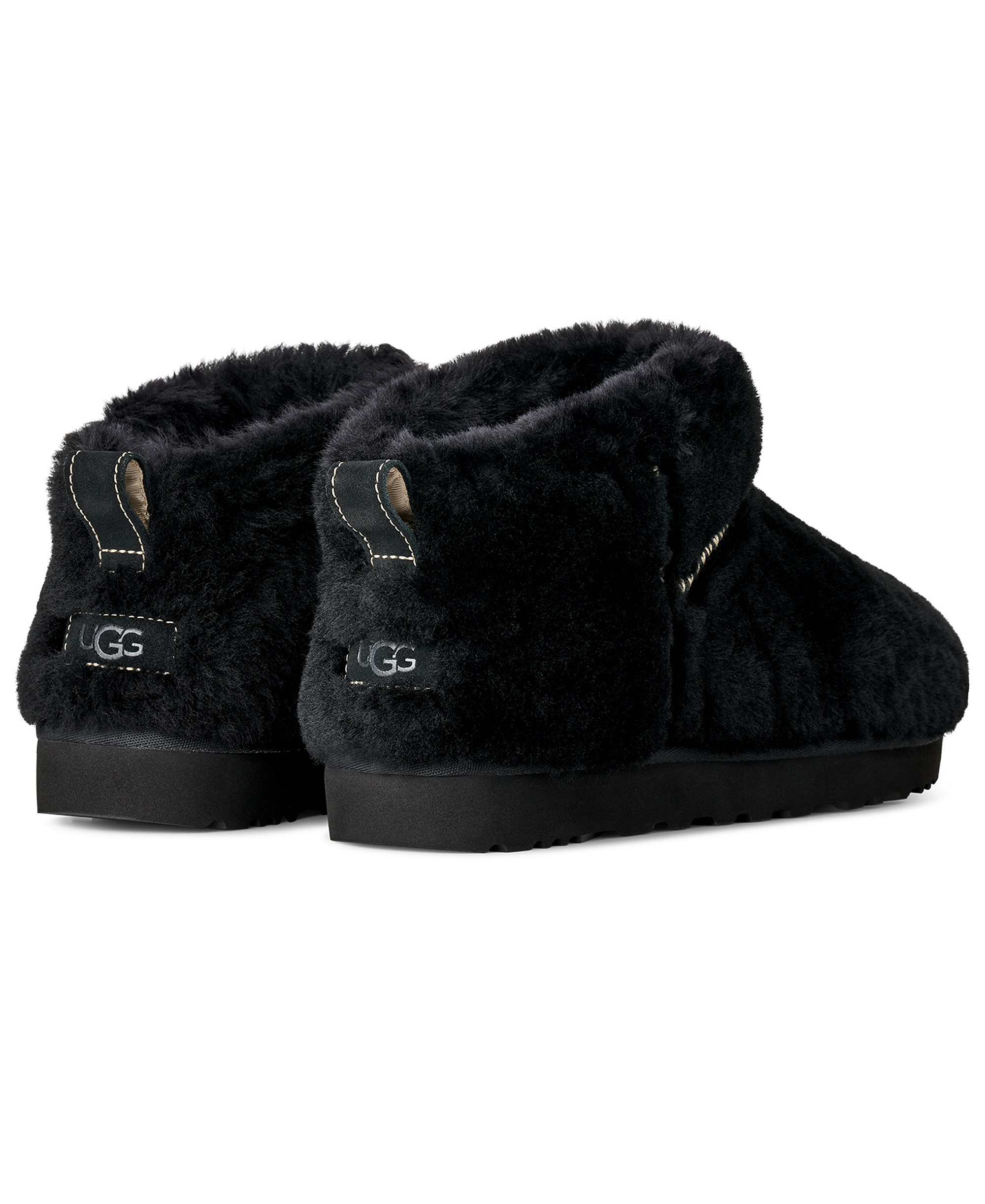UGG® Women's Classic Ultra Mini Fluffed Round Toe Booties - Black