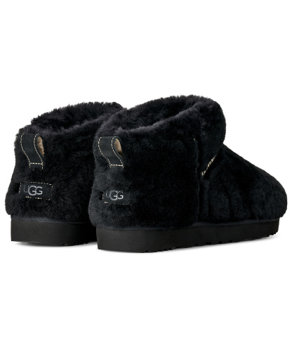 UGG® Women's Classic Ultra Mini Fluffed Round Toe Booties - Black