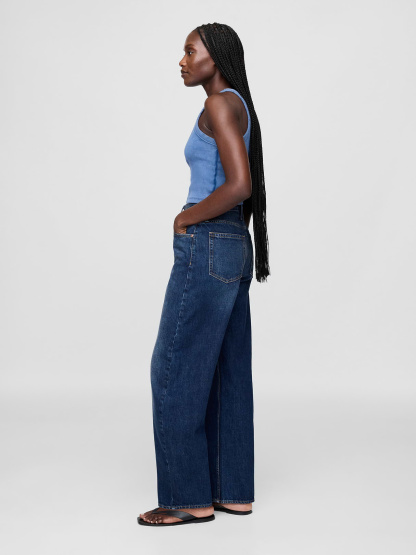 High Rise Barrel Jeans - Dark indigo