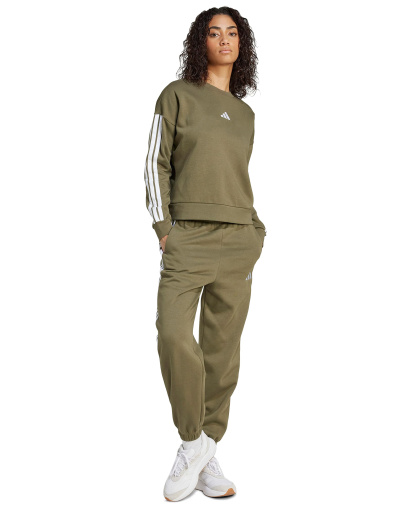 adidas Women's Essentials 3-Stripes Fleece Crew Neck Sweatshirt - Olive Strata
