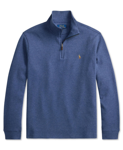 Polo Ralph Lauren Men's Estate-Rib Cotton Quarter-Zip Sweater - Derby Blue Heather