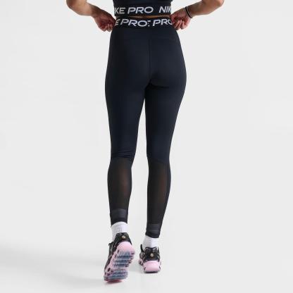 Women's Nike Pro 365 High-Waisted 7/8 Mesh Panel Leggings - Black/White