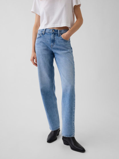 Mid Rise Straight Taper Jeans - Light wash